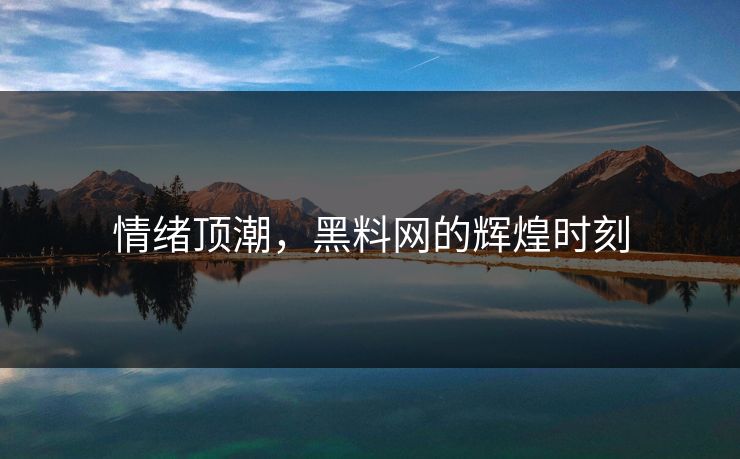 情绪顶潮，黑料网的辉煌时刻